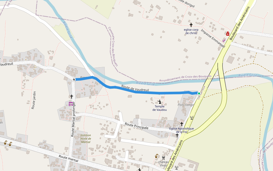 Route de Vaudreuil walking route map in Port-au-Prince