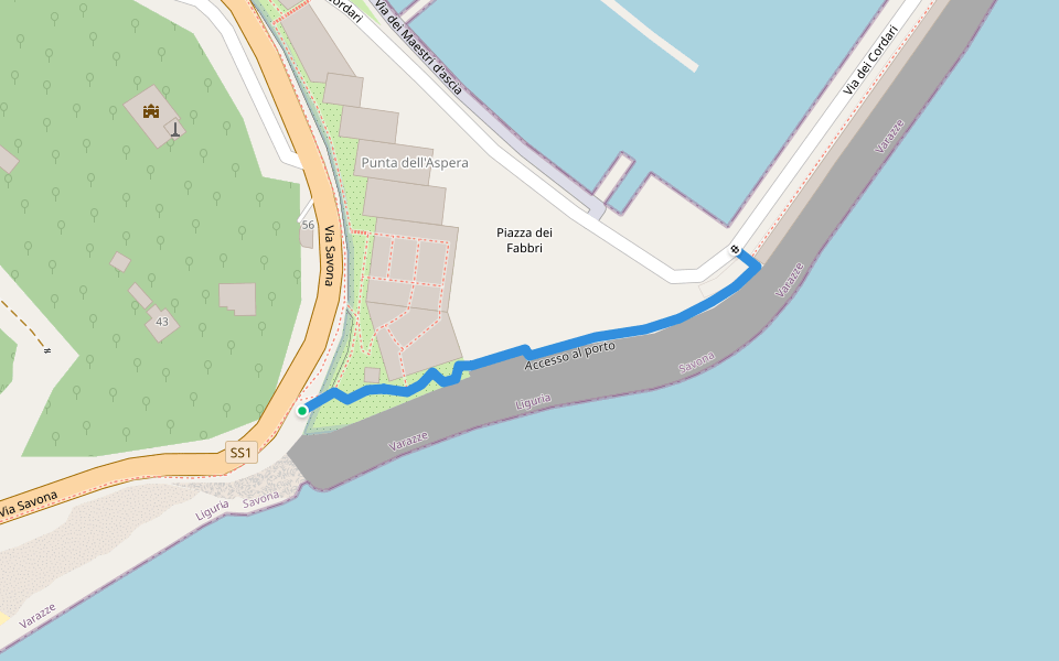 Accesso al porto walking route map in Varazze