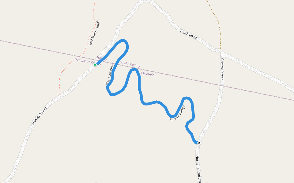 Pink Flamingo walking route map in Plainfield