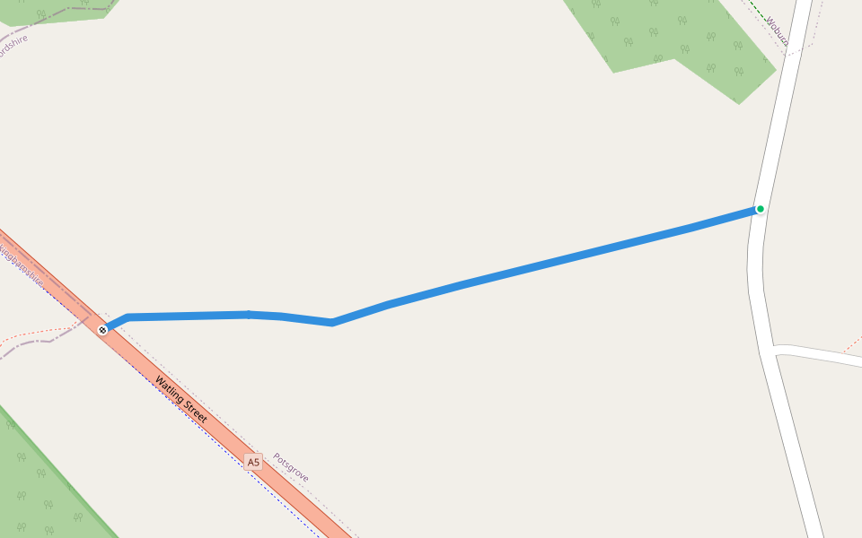 Bedfordshire Row FP1 walking route map in Woburn