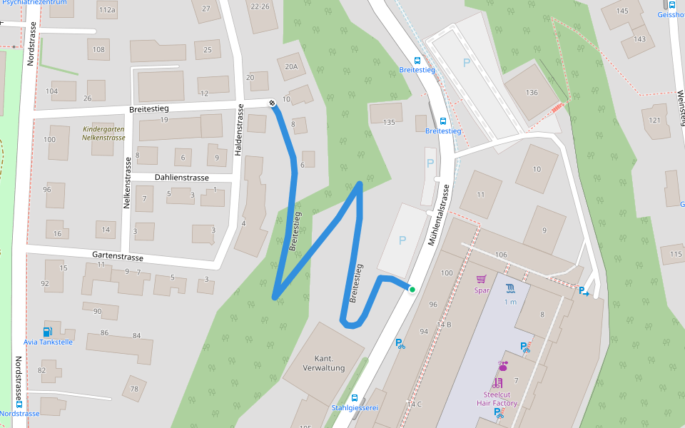Breitestieg walking route map in Schaffhausen