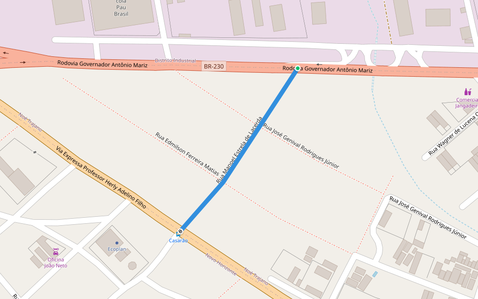 Rua Manoel Estrela de Lacerda walking route map in Patos
