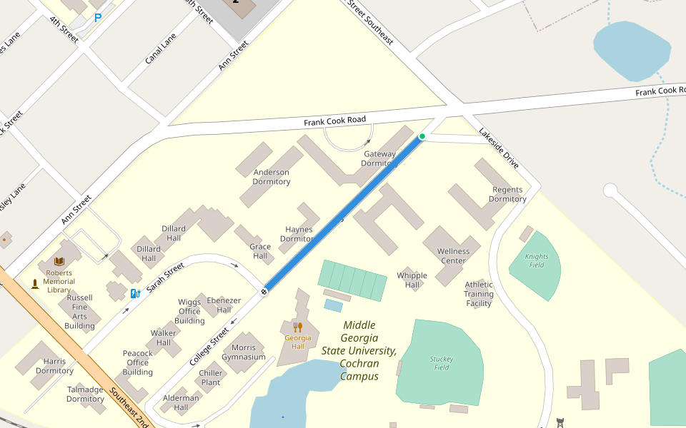 College Street walking route map in Cochran