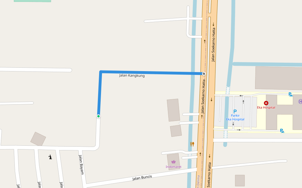 Jalan Kangkung walking route map in Pekanbaru