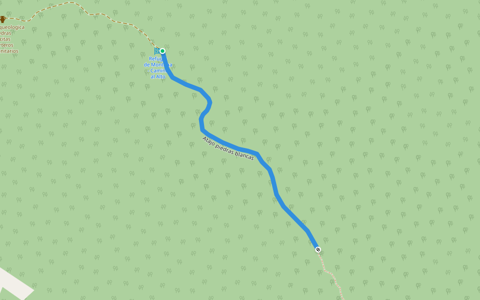 Atajo piedras blancas walking route map in Vilches