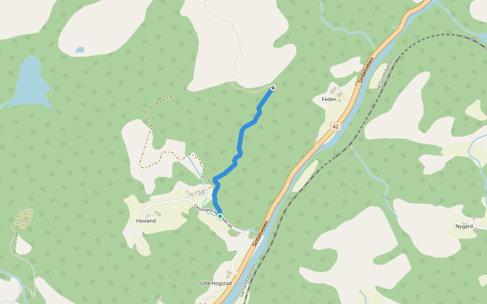 Operation Freshman walking route map in Helleland
