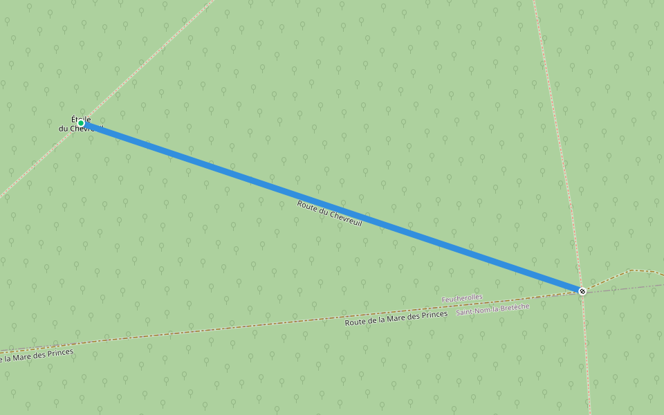 Route du Chevreuil walking route map in Feucherolles