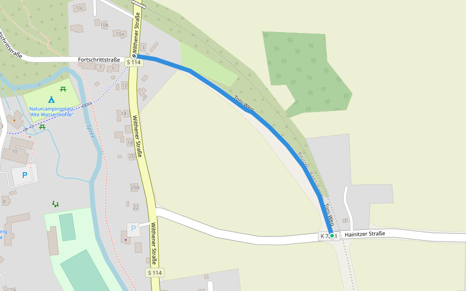 Toni-Weg walking route map in Obergurig