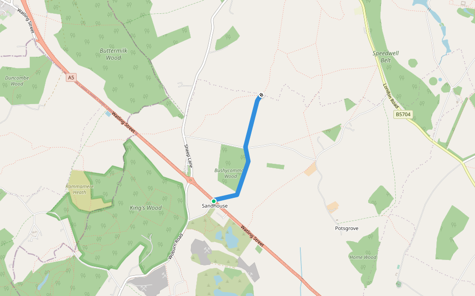 Bedfordshire RoW FP3 walking route map in Heath and Reach