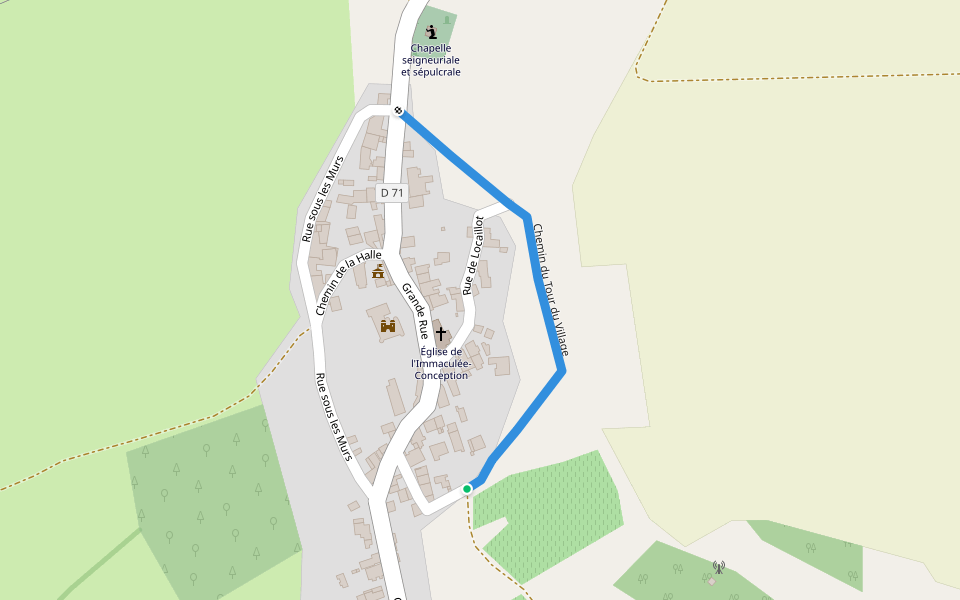 Chemin du Tour du Village walking route map in Tharoiseau