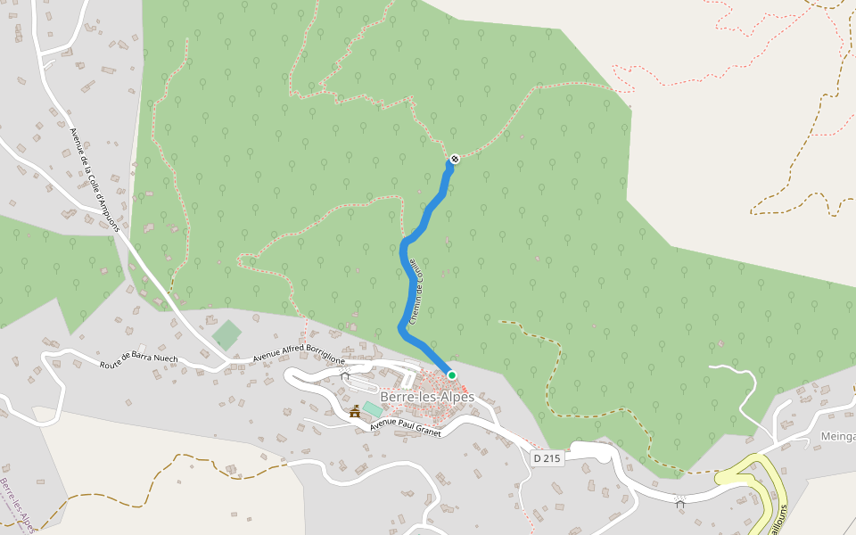 Chemin de Conille walking route map in Berre-les-Alpes