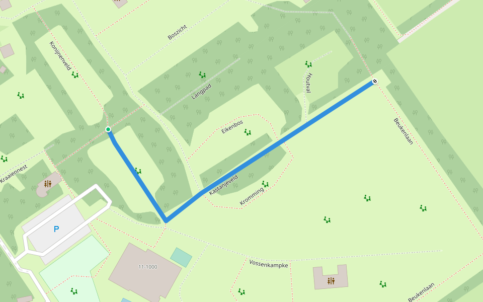 Kastanjeveld walking route map in Bakkeveen