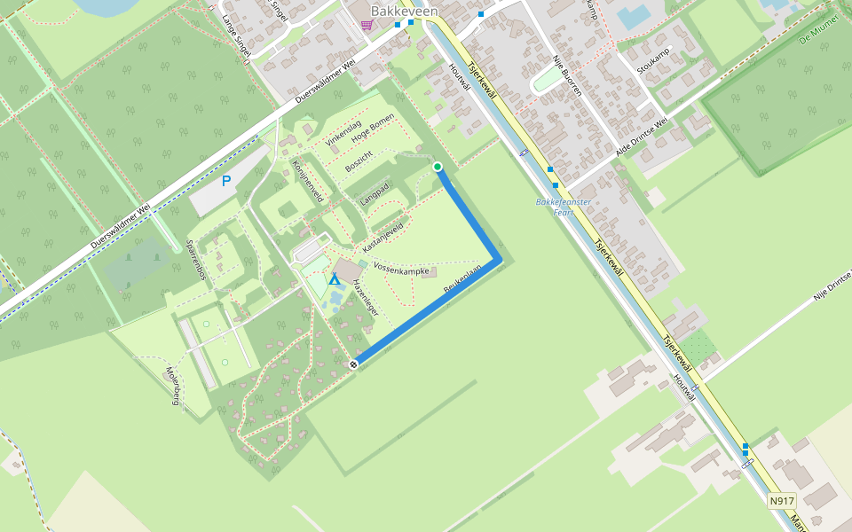 Beukenlaan walking route map in Bakkeveen