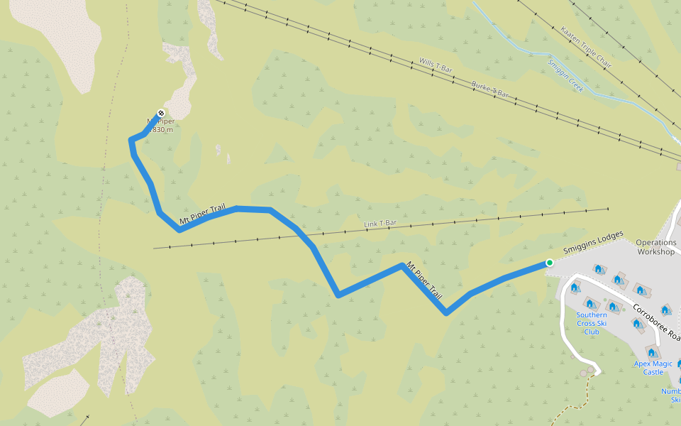 Mt Piper Trail walking route map in Smiggin Holes