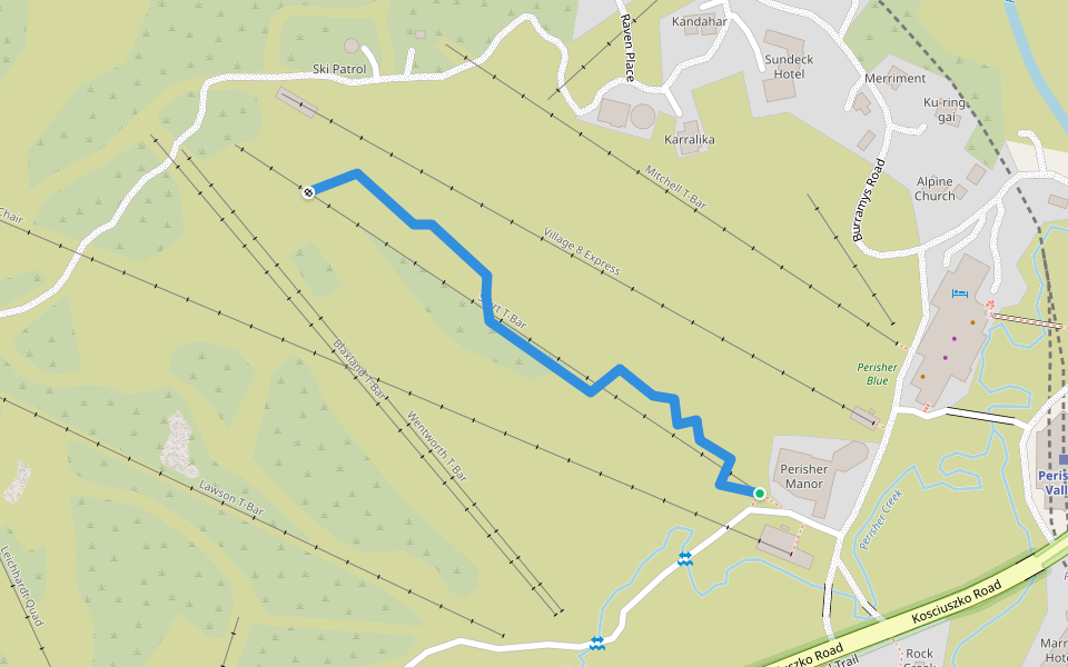 Front Valley Park Hike walking route map in Perisher Valley