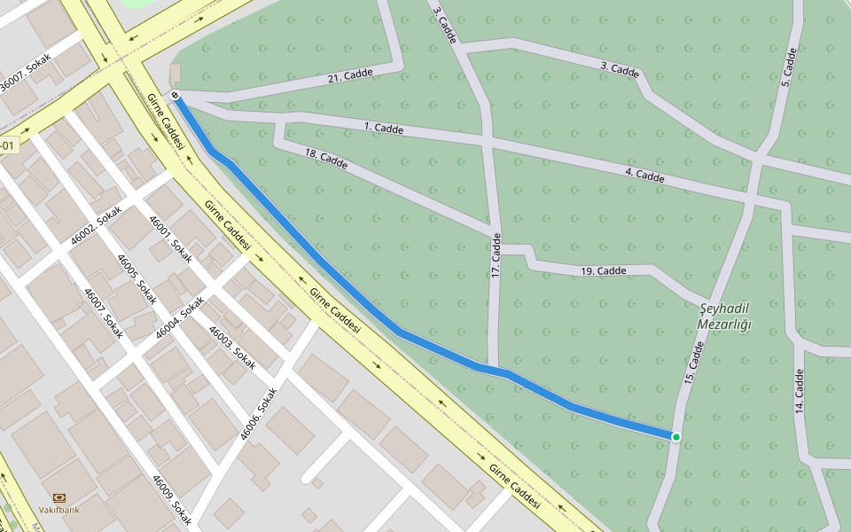 16. Cadde walking route map in Kahramanmaraş