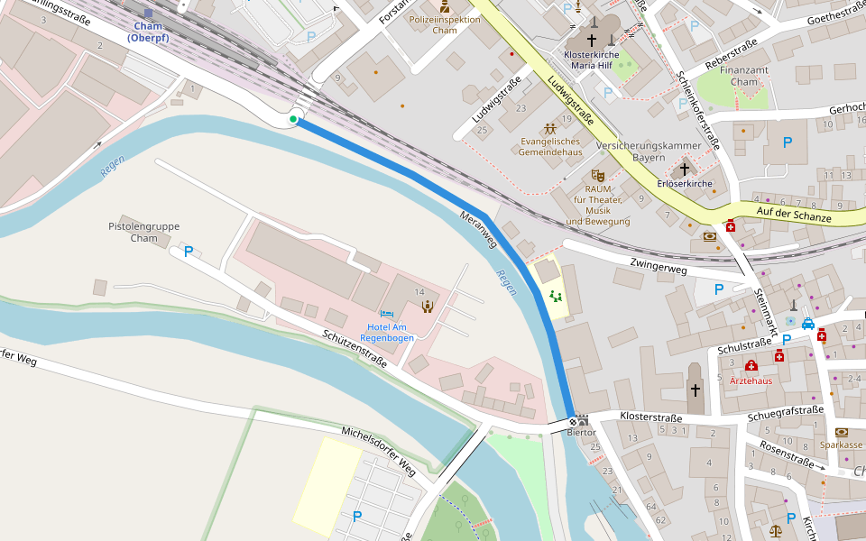 Meranweg walking route map in Cham