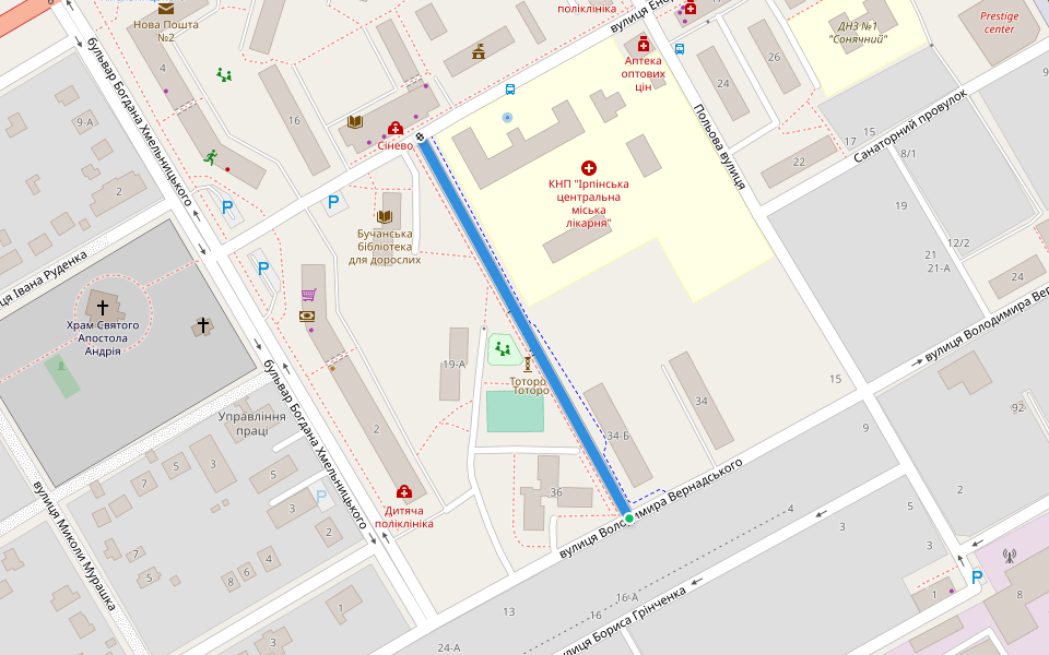 Променад walking route map in Bucha