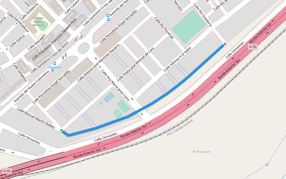 Calle Manuel Martín Robles walking route map in Huelva