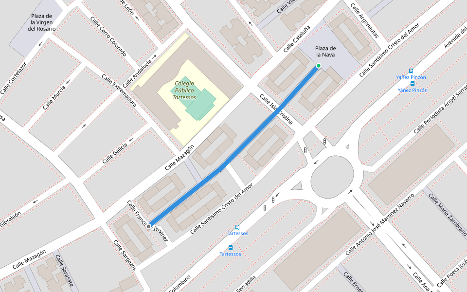 Calle Arquitecto Francisco Sedano Arce walking route map in Huelva