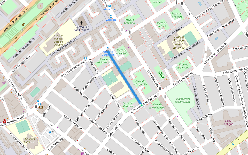 Calle Carcelera walking route map in Huelva