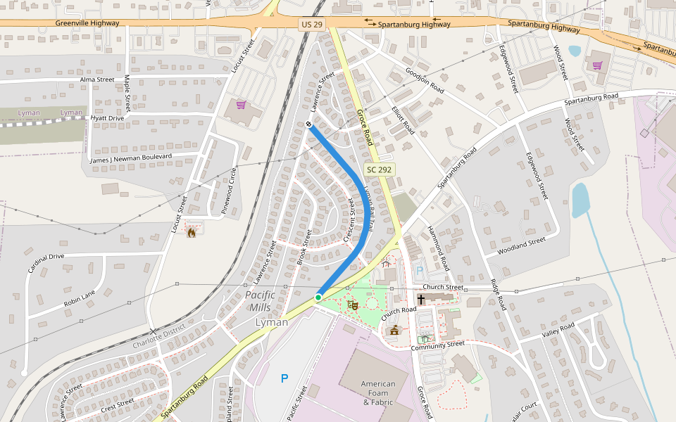 Lyman Rail Trail walking route map in Lyman