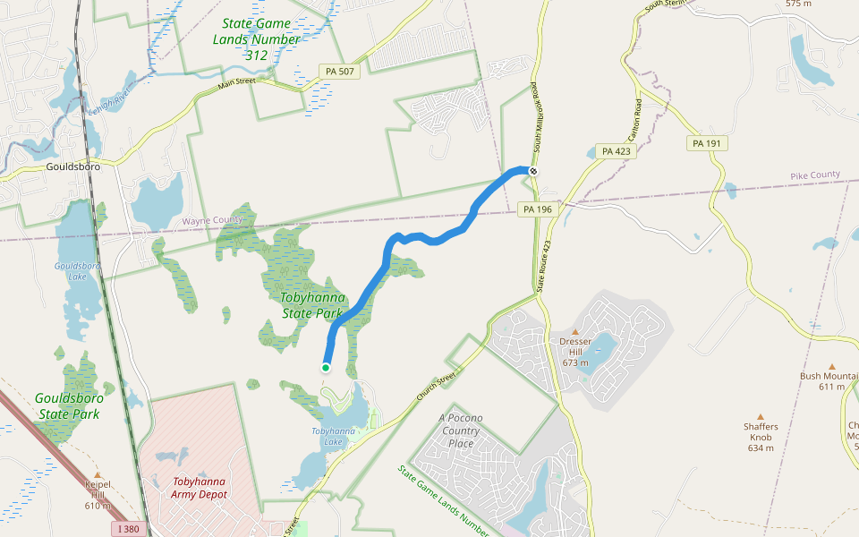 Range Trail walking route map in Tobyhanna