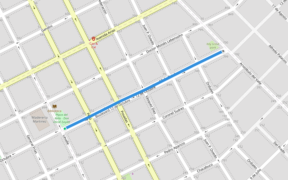 Boulevard 12 de Octubre walking route map in Junín