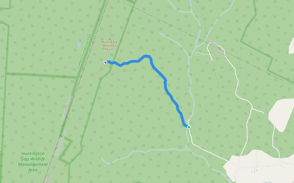 Hedgehog Brook Trail walking route map in Fayston
