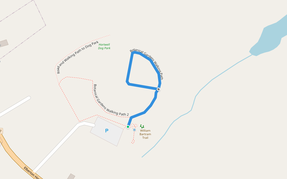 Botanical Gardens Walking Path walking route map in Hartwell