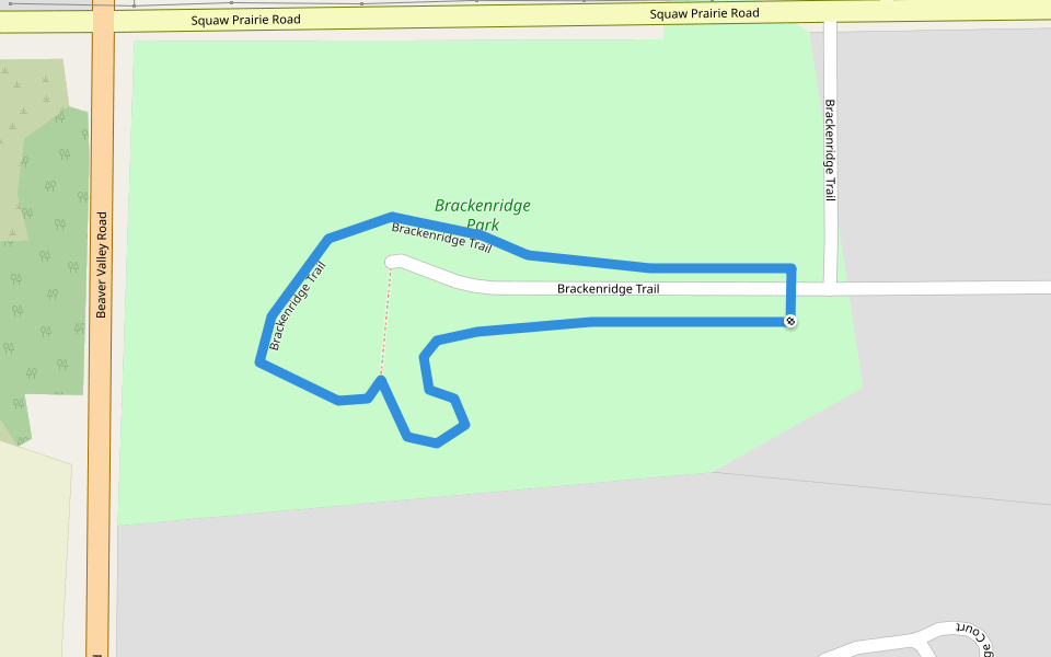 Brackenridge Trail walking route map in Belvidere