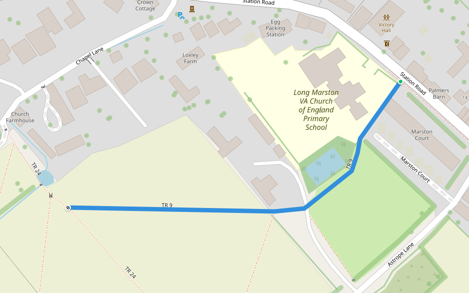 TR 9 walking route map in Long Marston