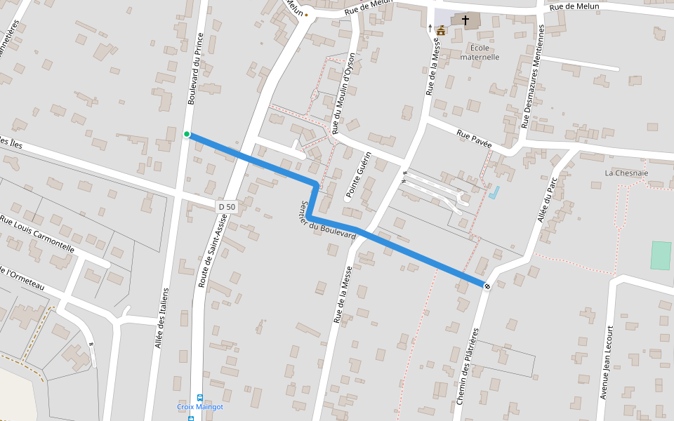 Sentier du Boulevard walking route map in Seine-Port
