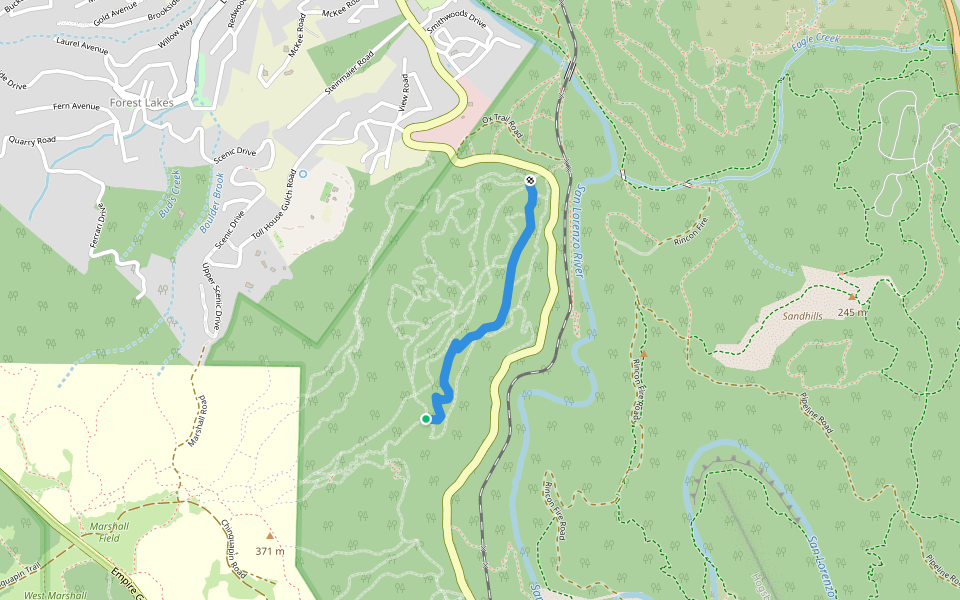 Dark Monster walking route map in Felton