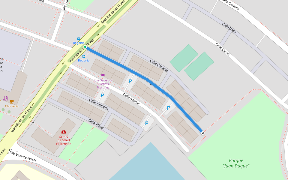 Cale Begonia walking route map in Huelva