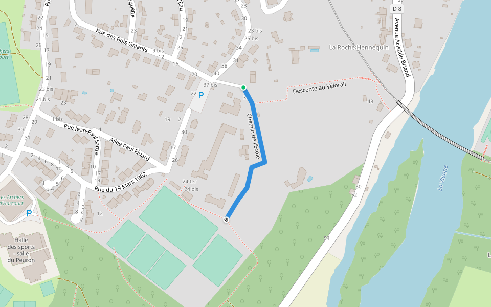 Chemin de l'École walking route map in Chauvigny