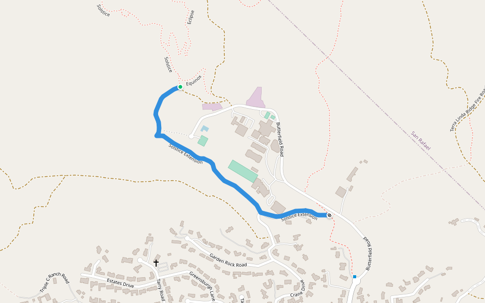 Solstice Extension walking route map in San Anselmo