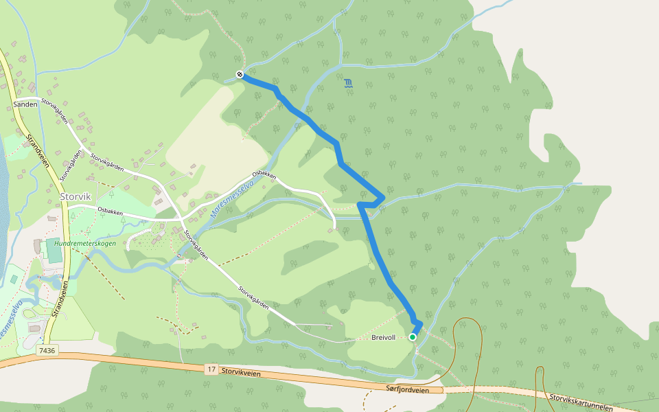 Storvik Natursti walking route map in Storvika