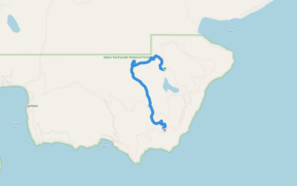 Mud Lake walking route map in Sagle