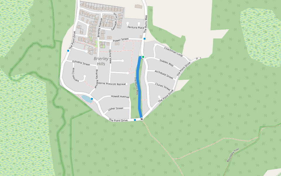 The Ruins Way walking route map in Port Macquarie
