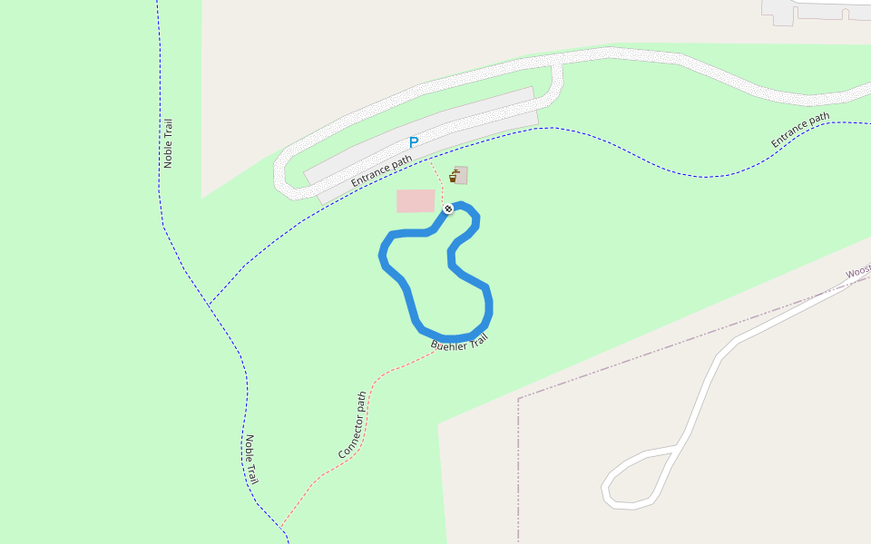 Buehler Trail walking route map in Wooster