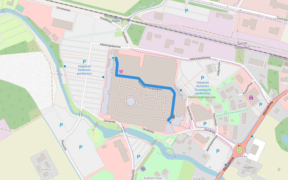 Keskisen kauppakatu walking route map in Tuuri