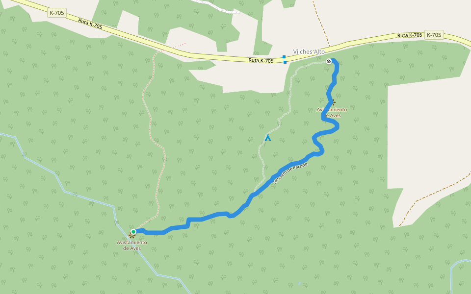 Sendero de Partida walking route map in Vilches