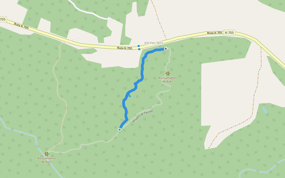 Sendero Retorno walking route map in Vilches