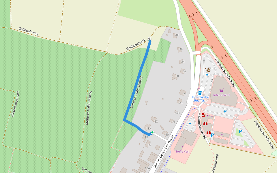 Unterer Gallbuehlpfad walking route map in Rouffach