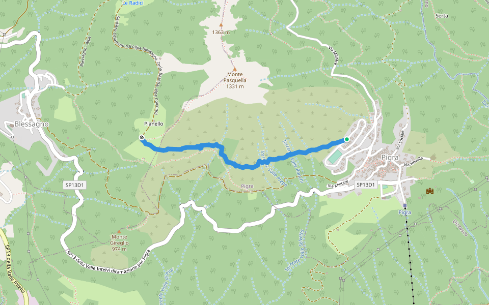 Sentiero ciclamino n.8 (alpe Blessagno, Zerla, Basetta, alpe Colonno) walking route map in Pigra