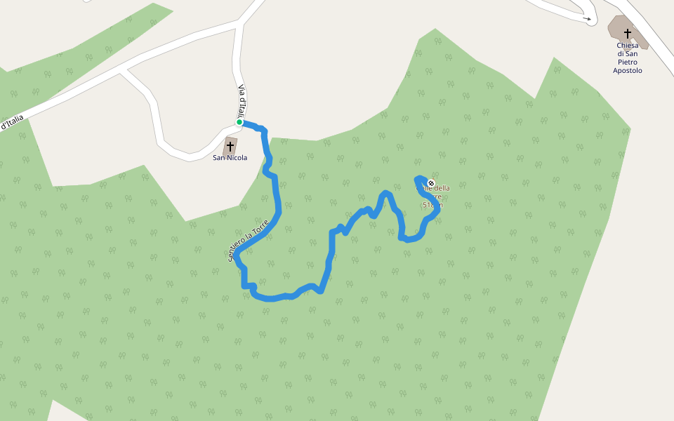 Sentiero la Torre walking route map in Supino