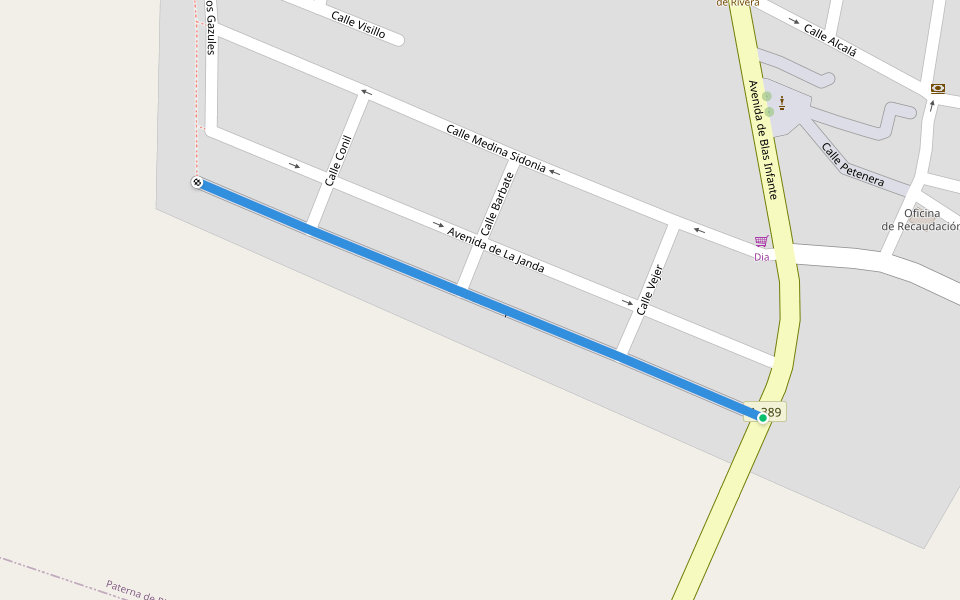 Calle Benalup walking route map in Paterna de Rivera