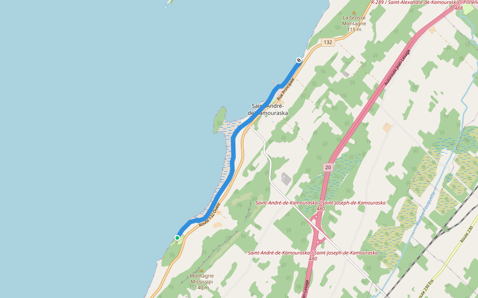 Sentier pédestre de l'aboiteau walking route map in Saint-André-de-Kamouraska