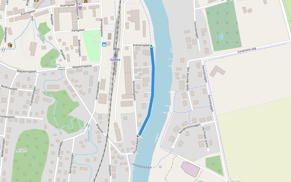 Strandvägen walking route map in Sunne